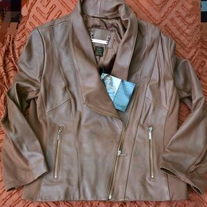 IMAN Tan Leather Women's Jacket
